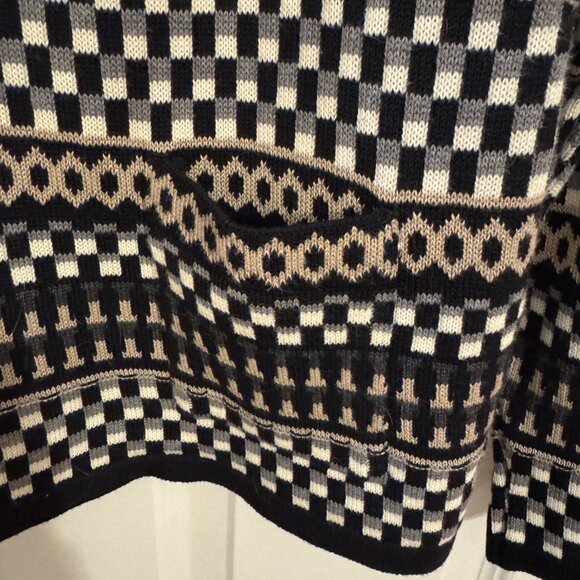 Skovhuus Nordic Print Black Tan Sweater L Danish Knitwear - Picture 3 of 4